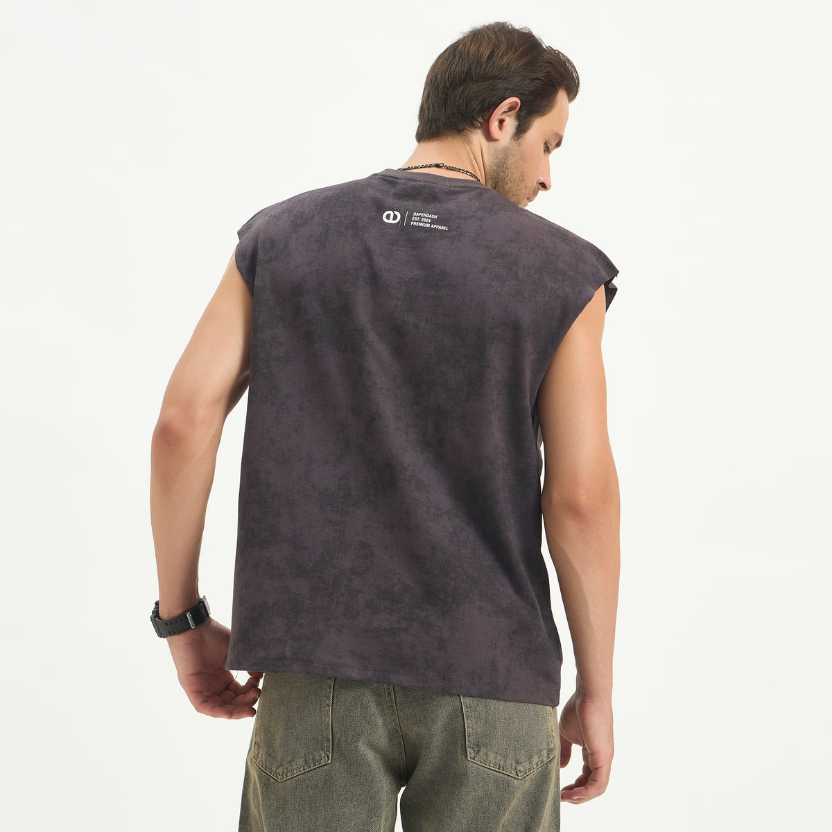 Daper Dash Signature Acid Wash  Vest – 240 GSM French Terry Cotton | Puff Print