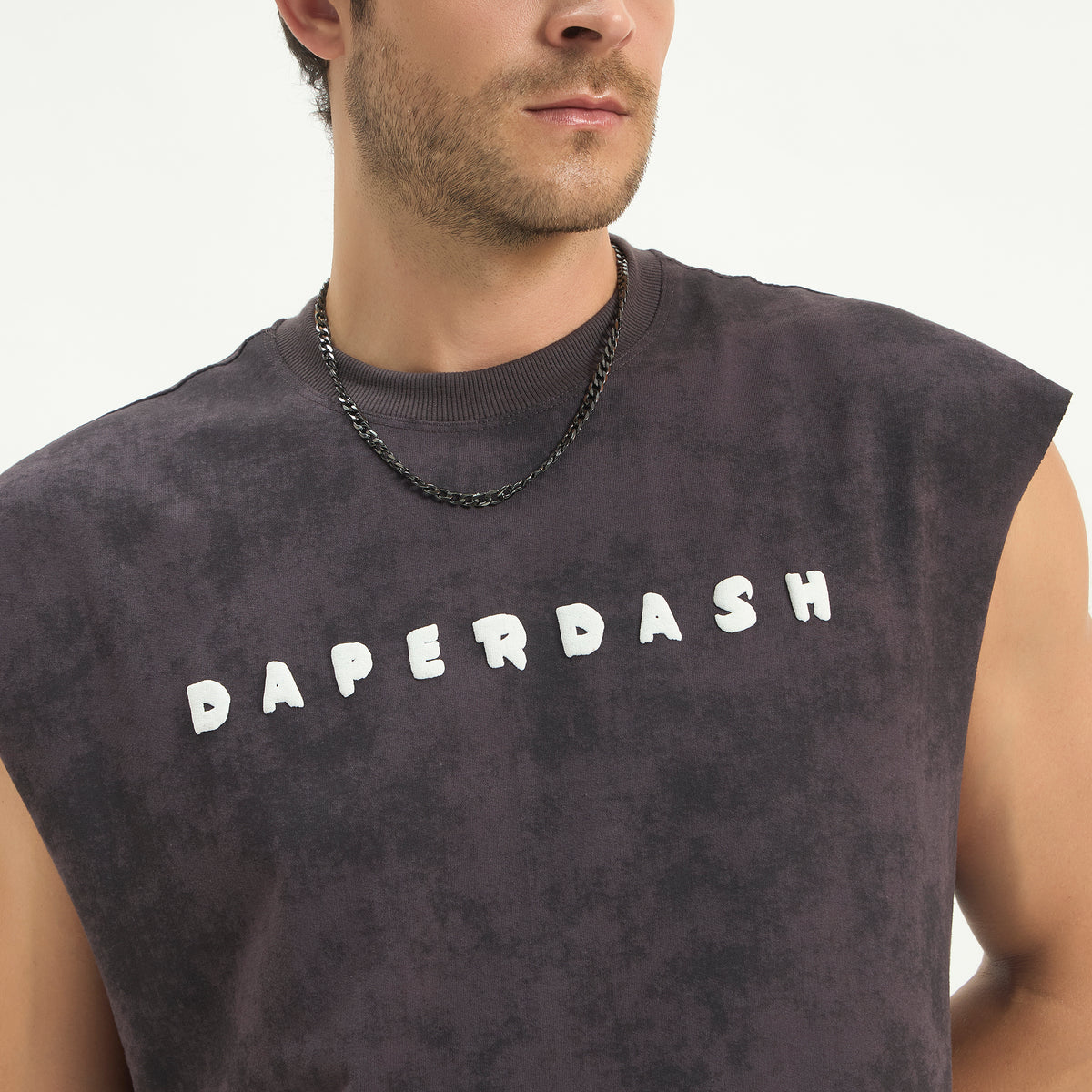 Daper Dash Signature Acid Wash  Vest – 240 GSM French Terry Cotton | Puff Print