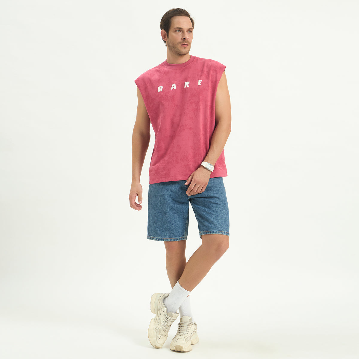 Rare Acid Wash Vest – 240 GSM French Terry Cotton | Puff Print