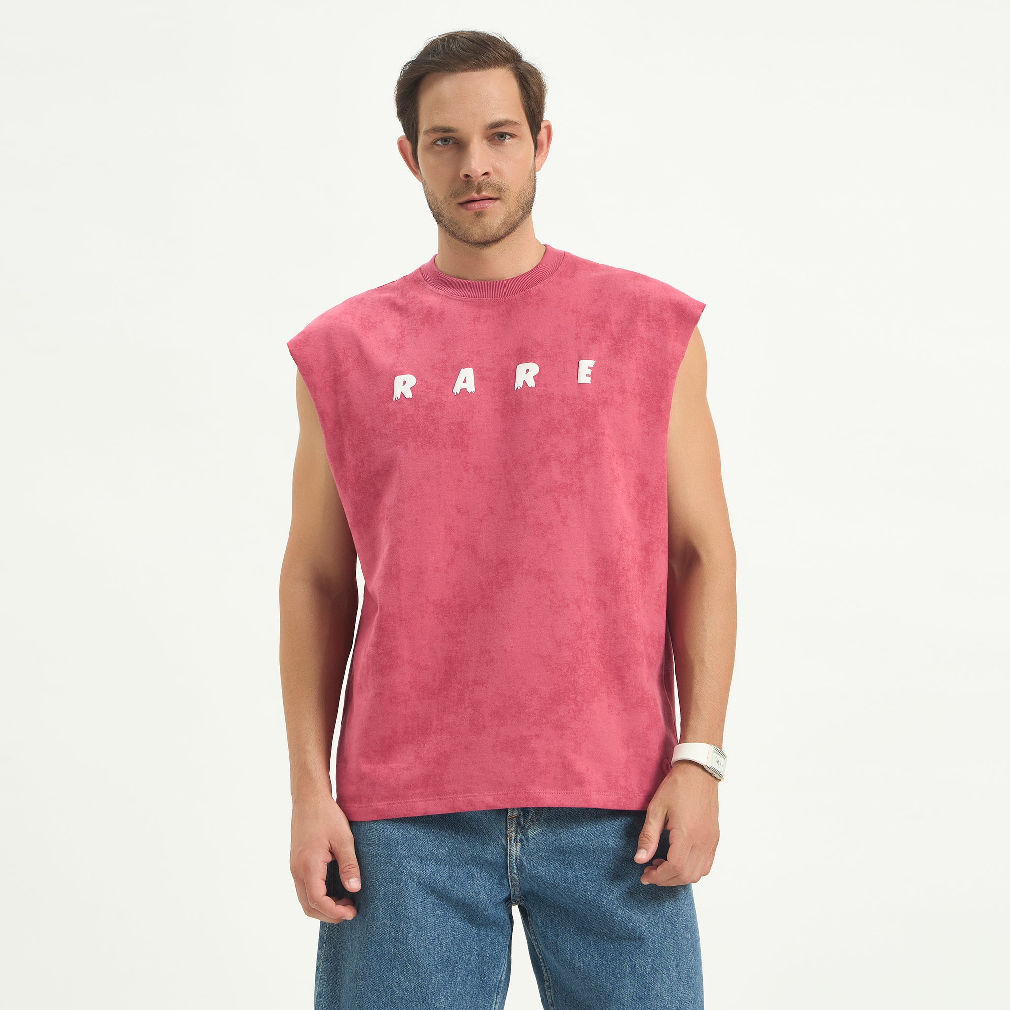 Rare Acid Wash Vest – 240 GSM French Terry Cotton | Puff Print