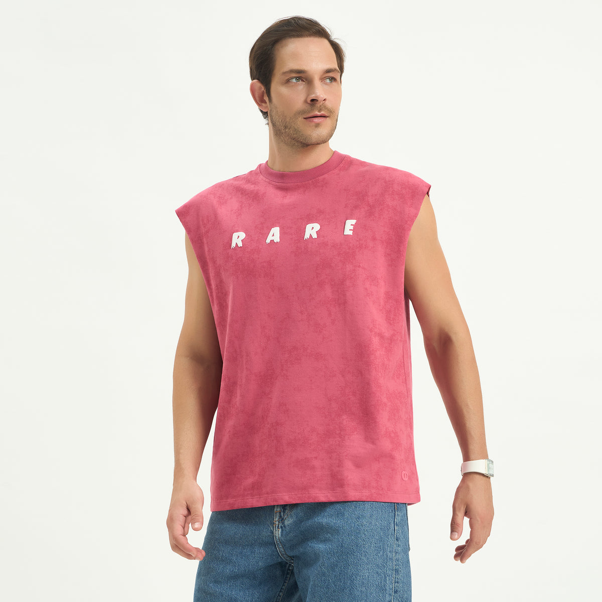 Rare Acid Wash Vest – 240 GSM French Terry Cotton | Puff Print