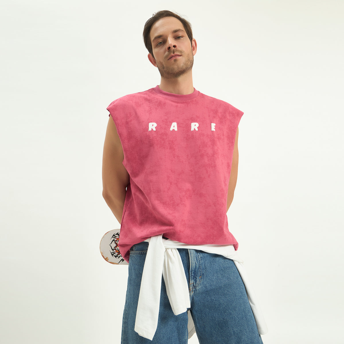 Rare Acid Wash Vest – 240 GSM French Terry Cotton | Puff Print