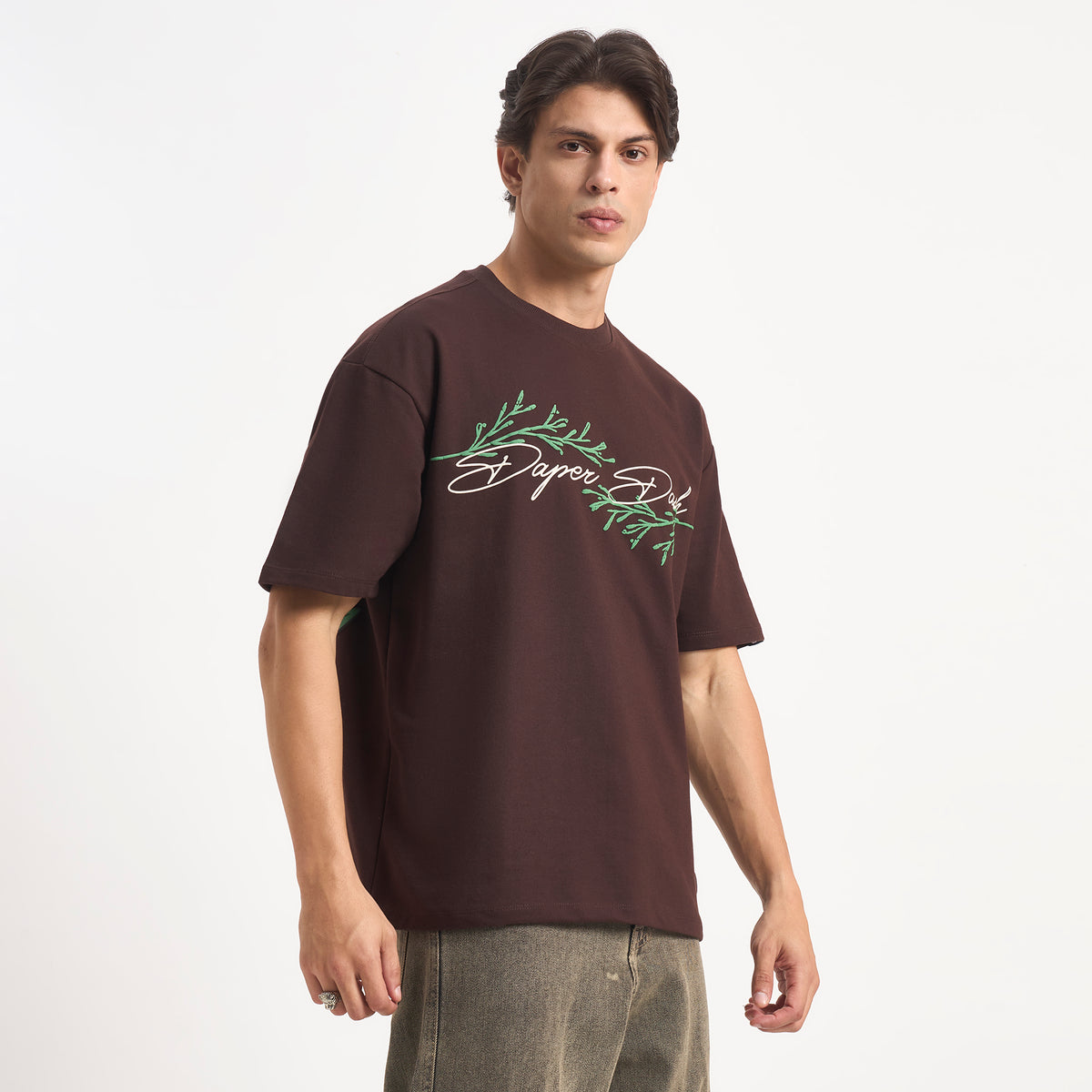DaperDash Tiger Bloom Oversized T-Shirt – Premium Puff Print