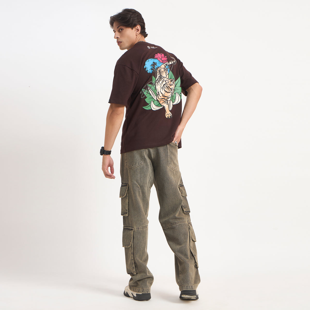 DaperDash Tiger Bloom Oversized T-Shirt – Premium Puff Print