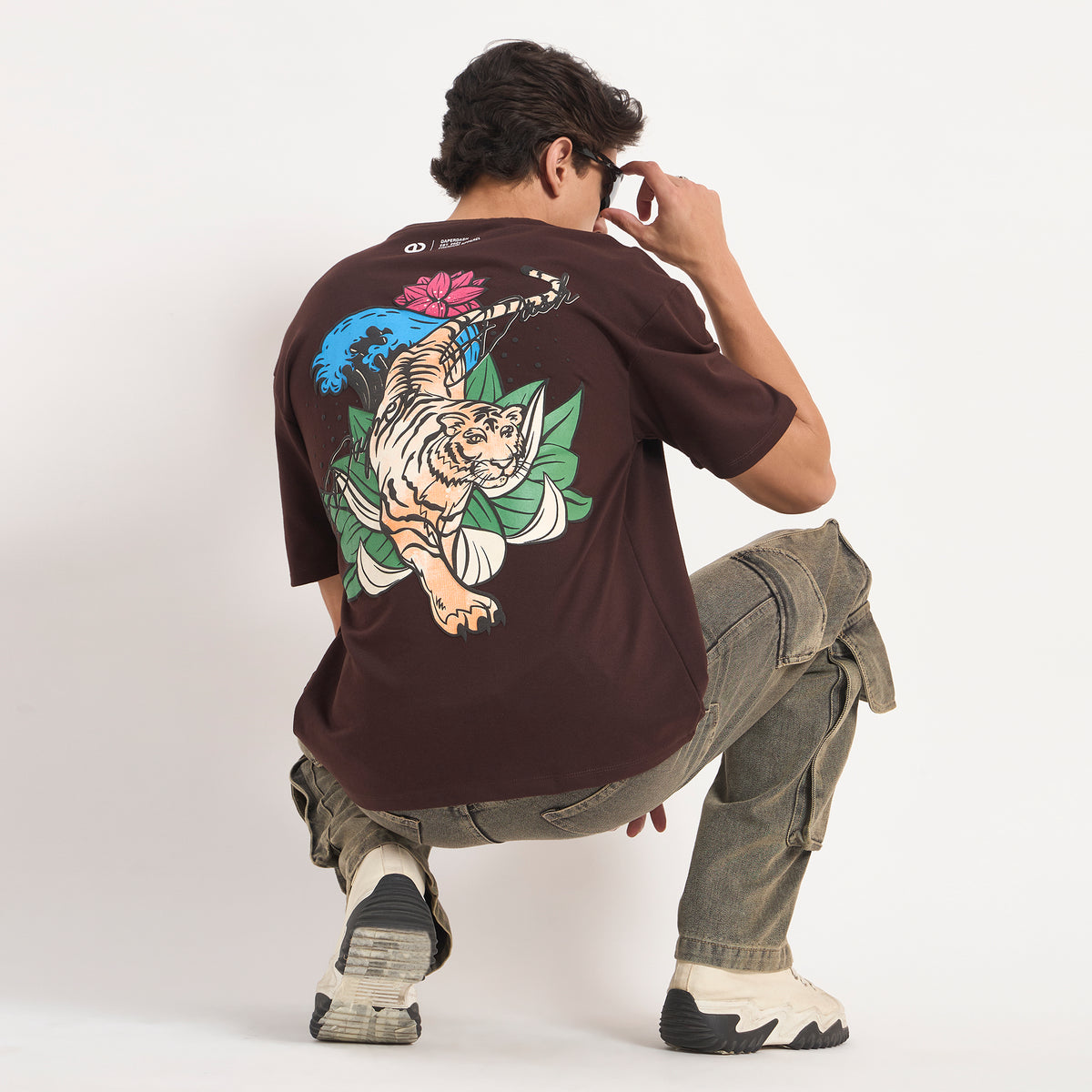 DaperDash Tiger Bloom Oversized T-Shirt – Premium Puff Print