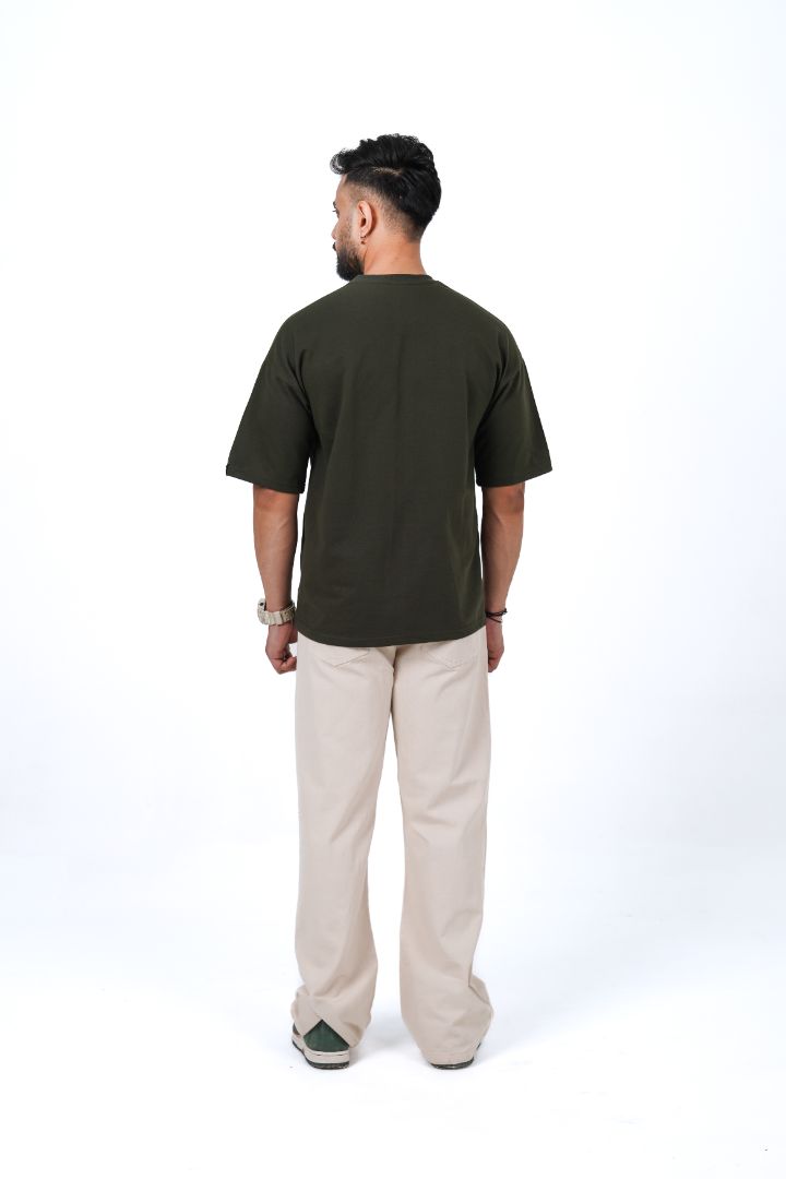 Believe In Yourself Olive Green Oversized T-Shirt | Daper Dash