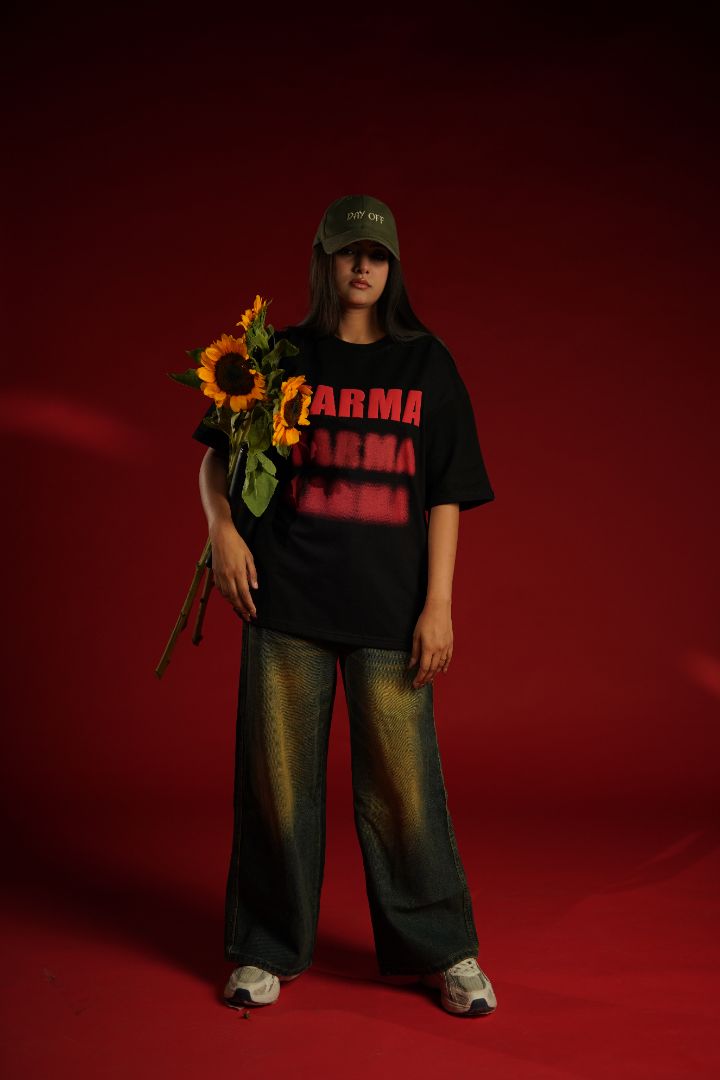 KARMA Bold Puff Print Premium Relaxed Fit T-Shirt