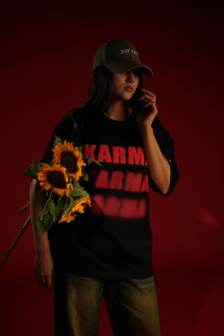 KARMA Bold Puff Print Premium Relaxed Fit T-Shirt