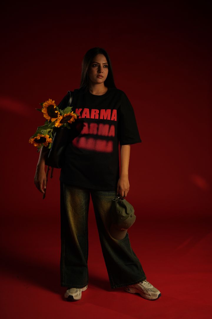 KARMA Bold Puff Print Premium Relaxed Fit T-Shirt