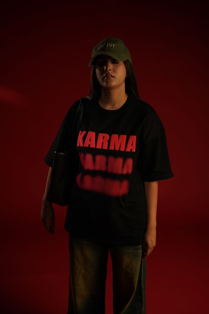 KARMA Bold Puff Print Premium Relaxed Fit T-Shirt