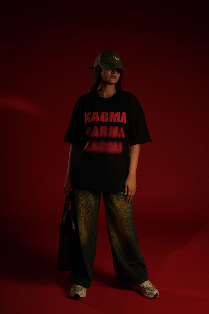 KARMA Bold Puff Print Premium Relaxed Fit T-Shirt