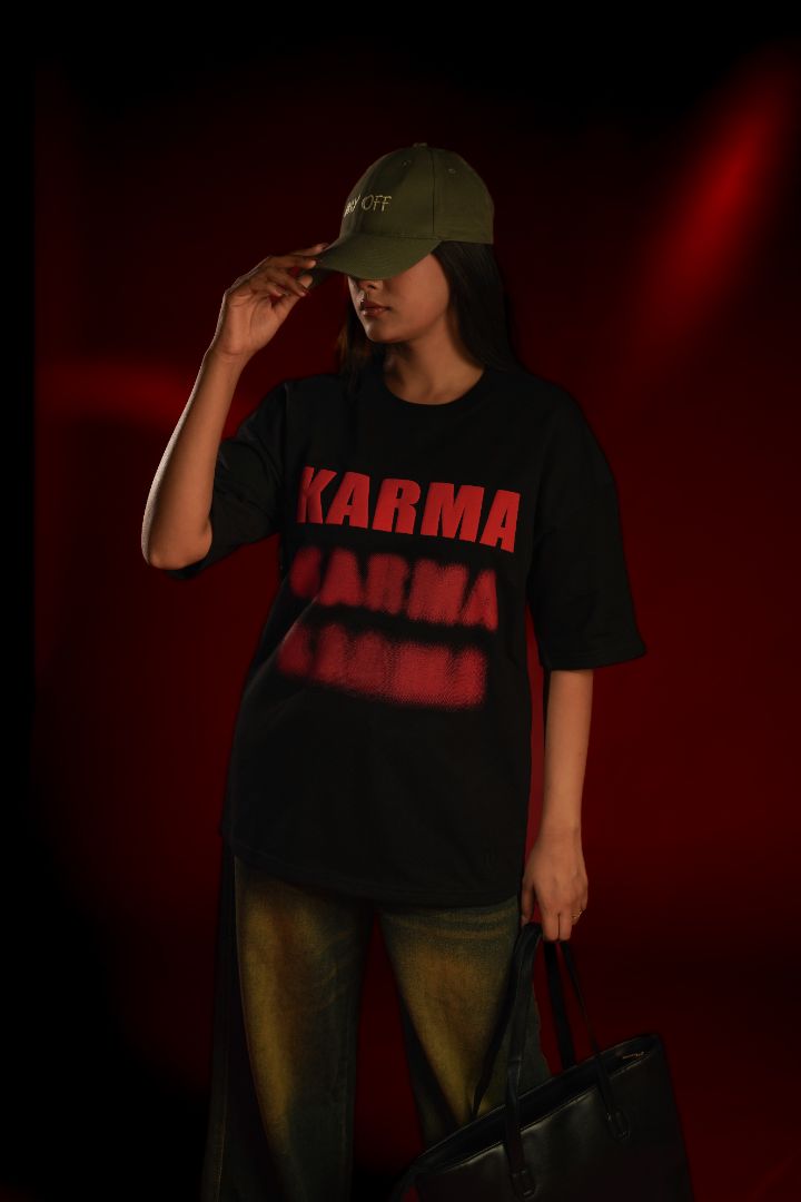 KARMA Puff Print Oversized T-Shirt | Daper Dash
