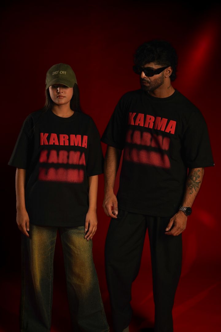 KARMA Puff Print Oversized T-Shirt | Daper Dash