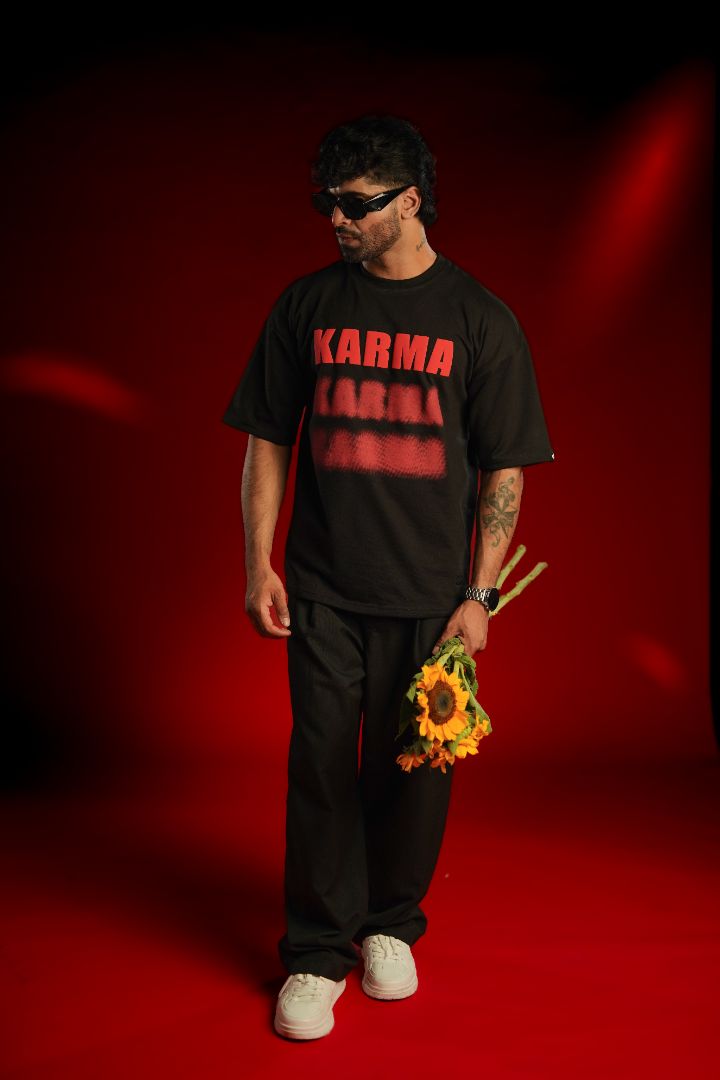 KARMA Puff Print Oversized T-Shirt | Daper Dash