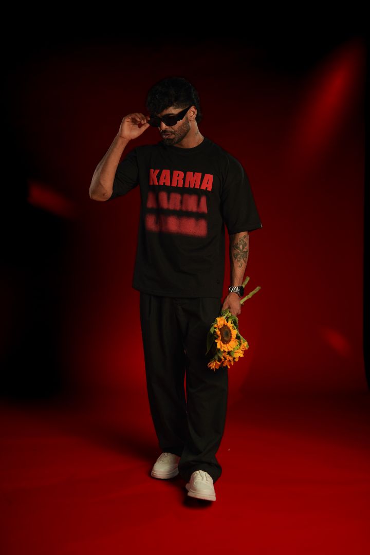 KARMA Puff Print Oversized T-Shirt | Daper Dash