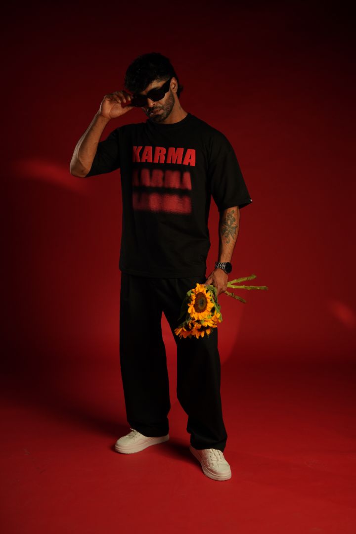 KARMA Bold Puff Print Premium Relaxed Fit T-Shirt