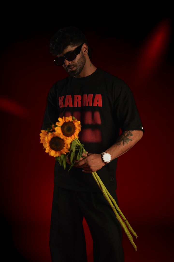 KARMA Puff Print Oversized T-Shirt | Daper Dash