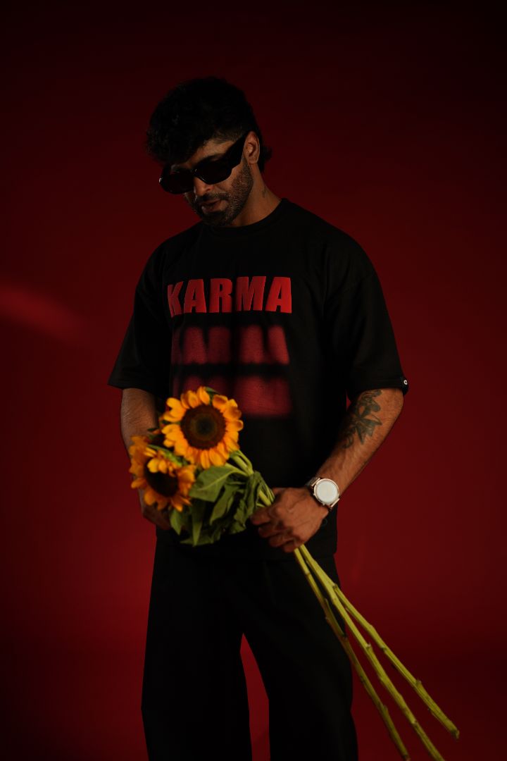 KARMA Bold Puff Print Premium Relaxed Fit T-Shirt