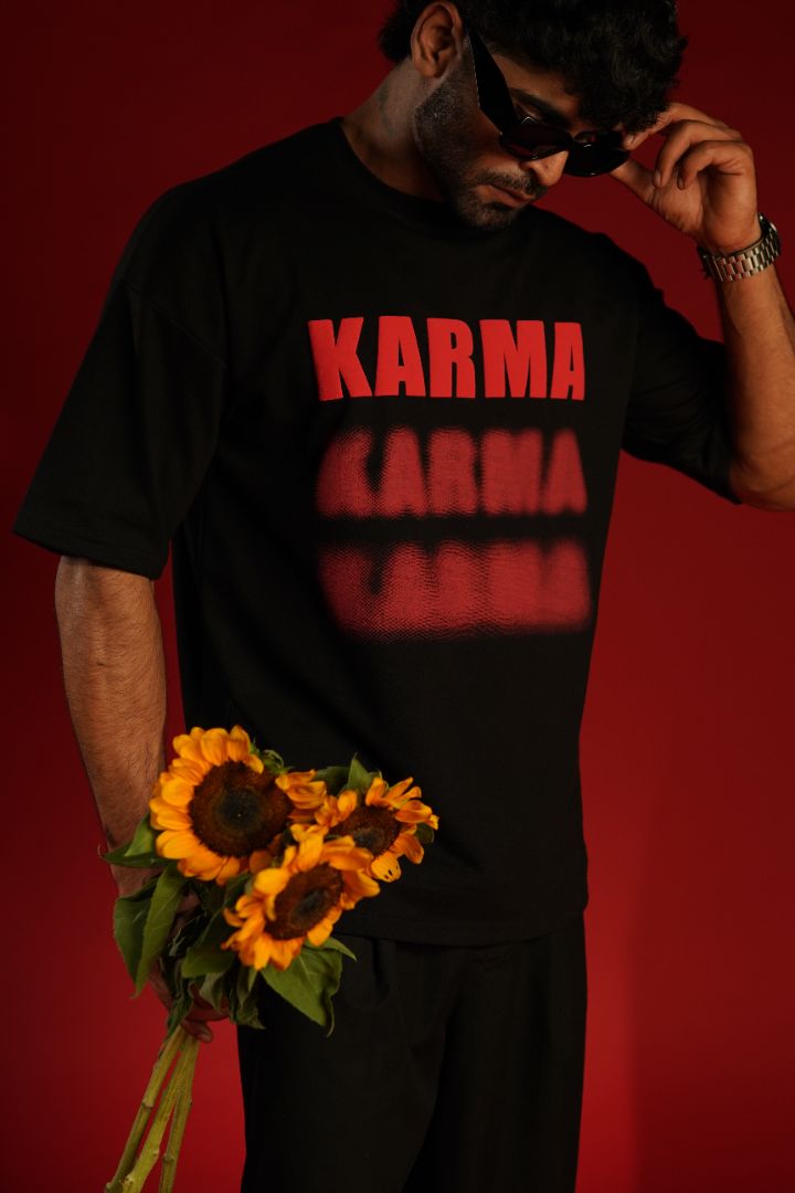 KARMA Bold Puff Print Premium Relaxed Fit T-Shirt