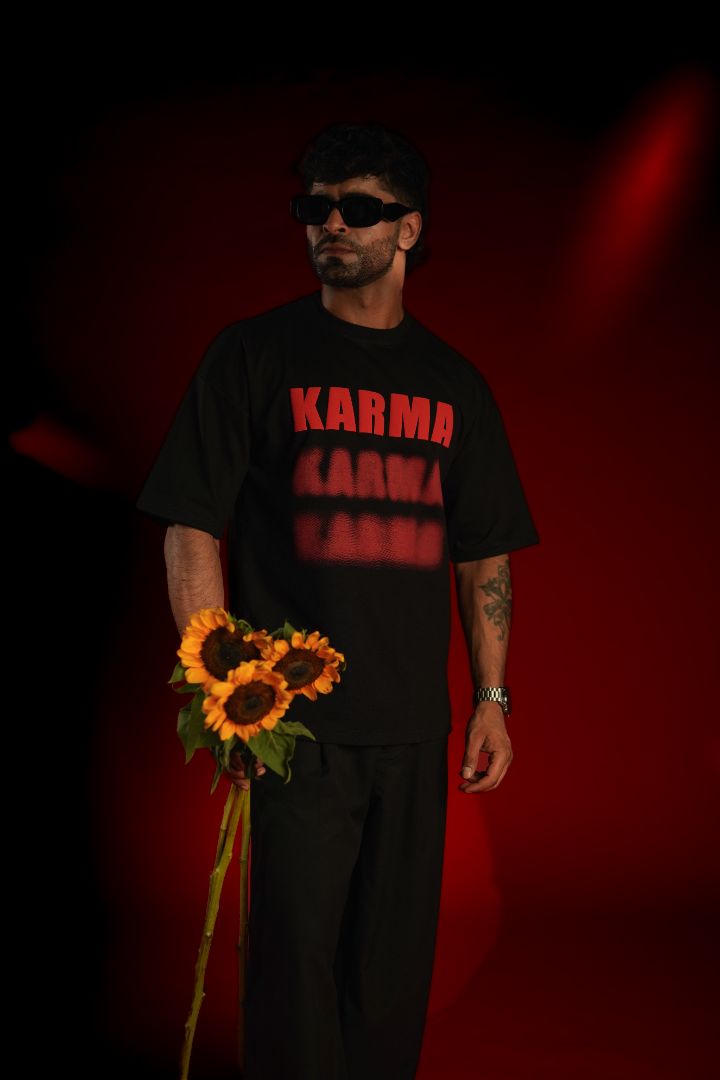 KARMA Puff Print Oversized T-Shirt | Daper Dash
