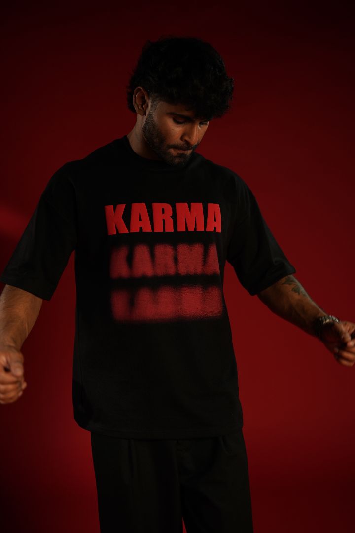 KARMA Bold Puff Print Premium Relaxed Fit T-Shirt