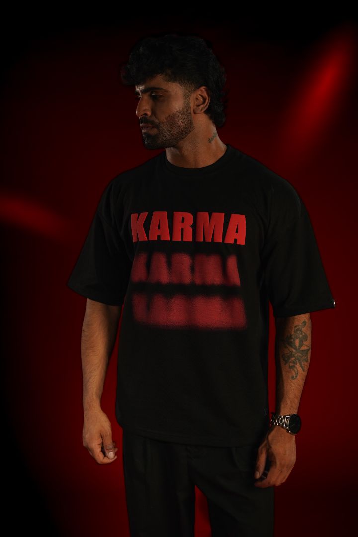 KARMA Puff Print Oversized T-Shirt | Daper Dash