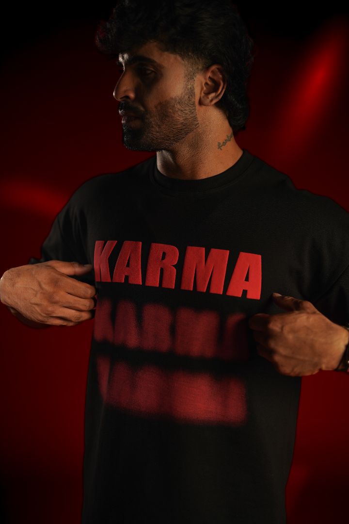 KARMA Puff Print Oversized T-Shirt | Daper Dash