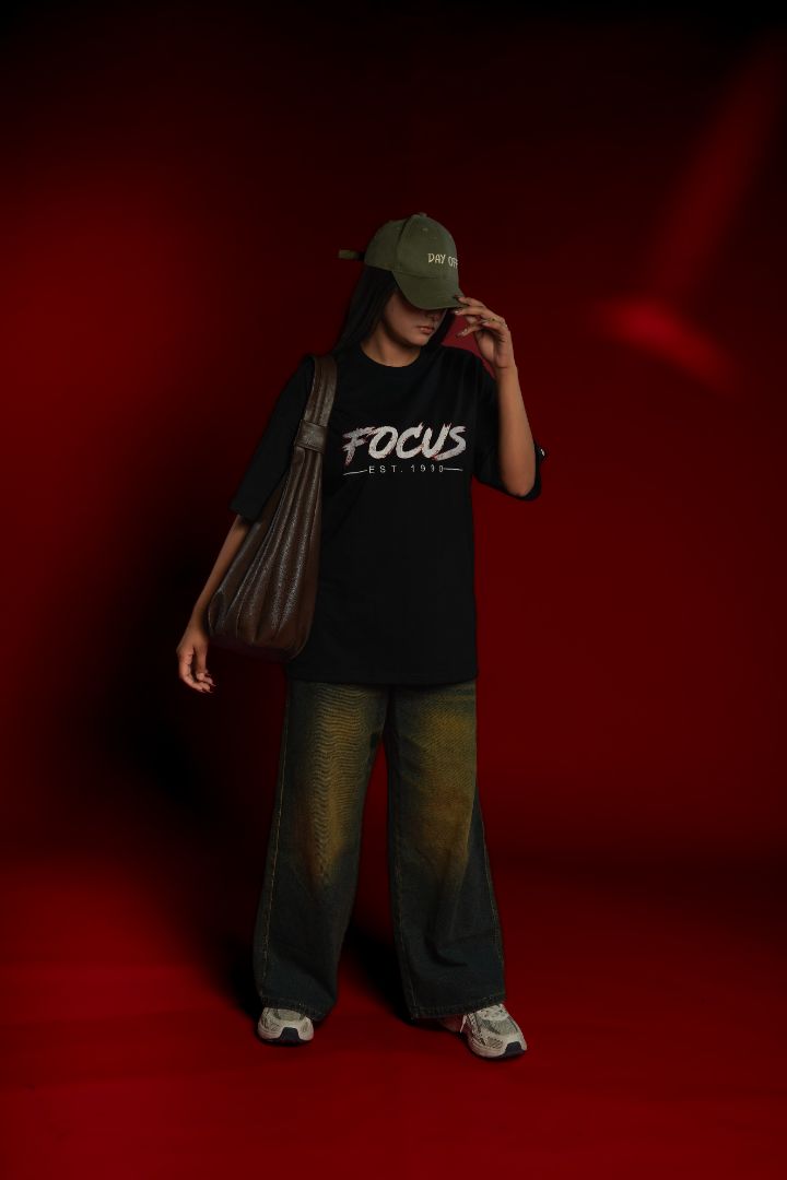 Focus EST. 1990 Embroidered Oversized T-Shirt | Daper Dash
