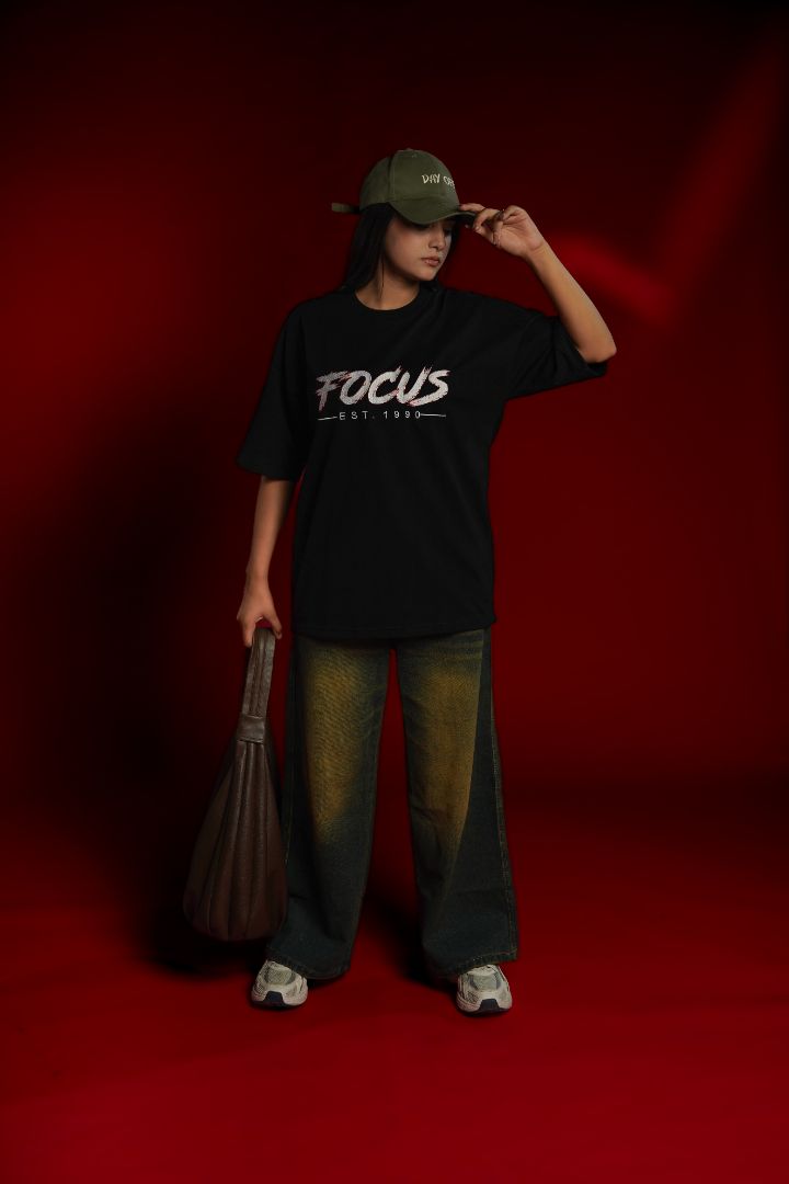 Focus EST. 1990 Embroidered Oversized T-Shirt | Daper Dash
