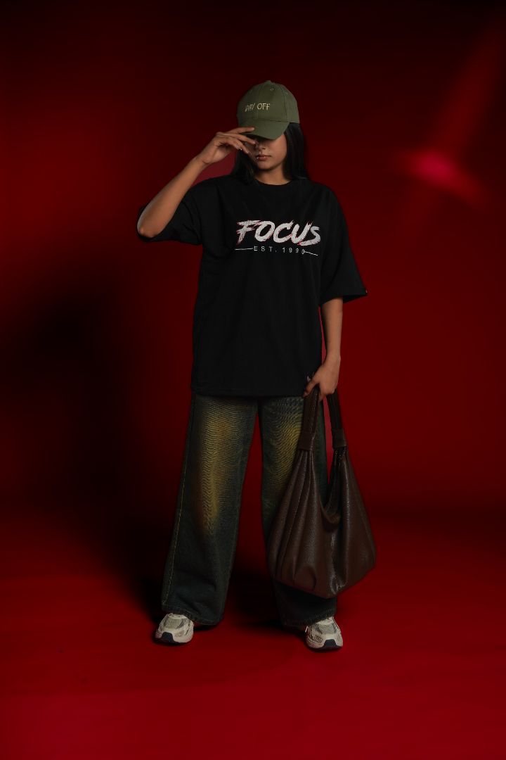 Focus EST. 1990 Embroidered Oversized T-Shirt | Daper Dash