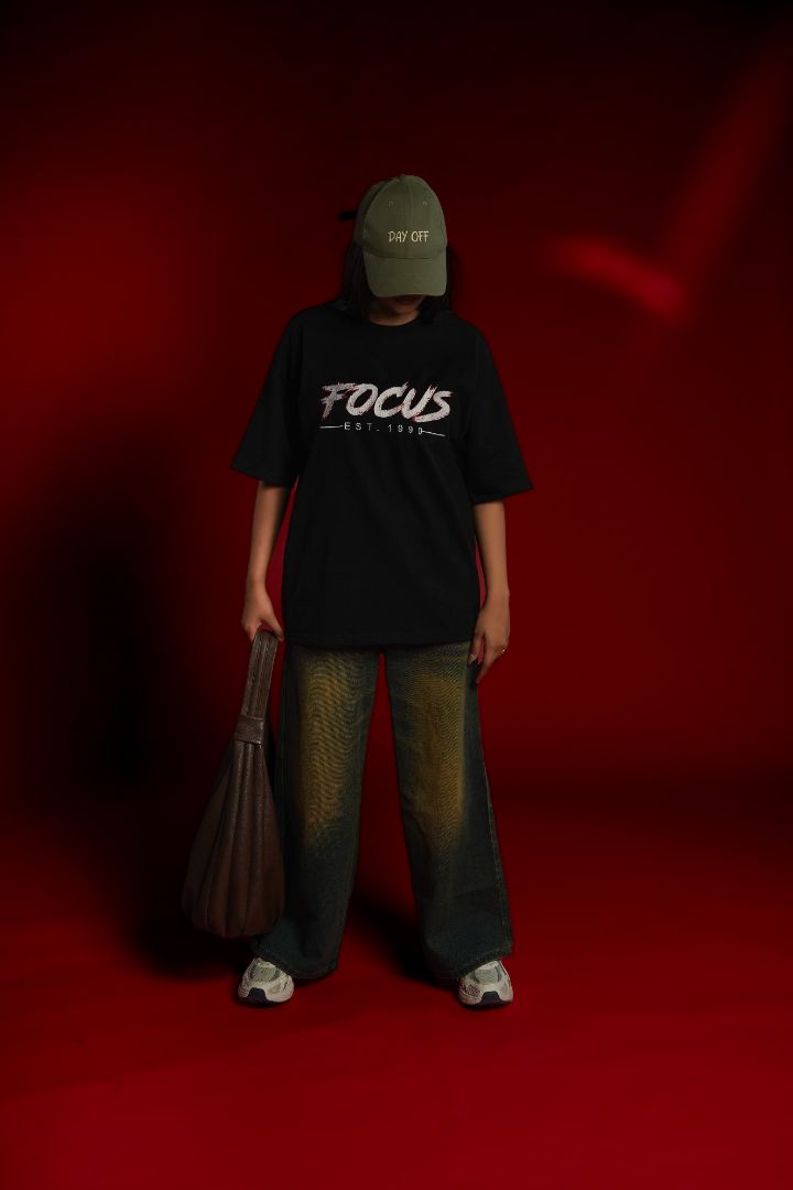 Focus EST. 1990 Embroidered Oversized T-Shirt | Daper Dash