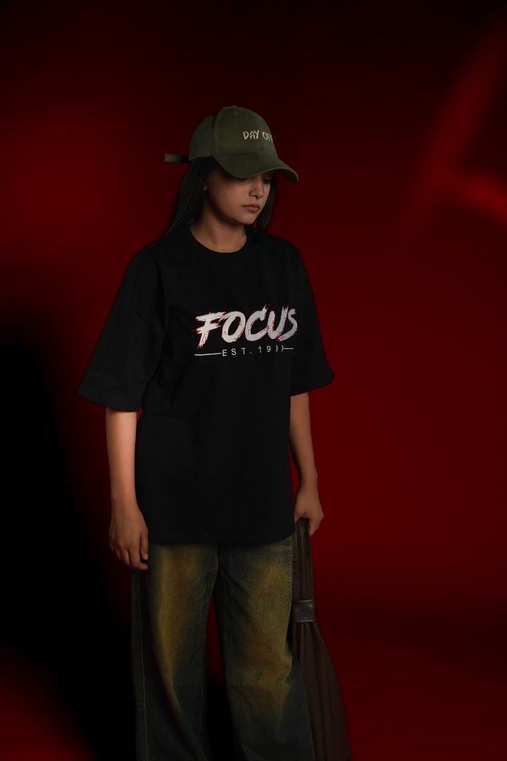 Focus EST. 1990 Embroidered Oversized T-Shirt | Daper Dash