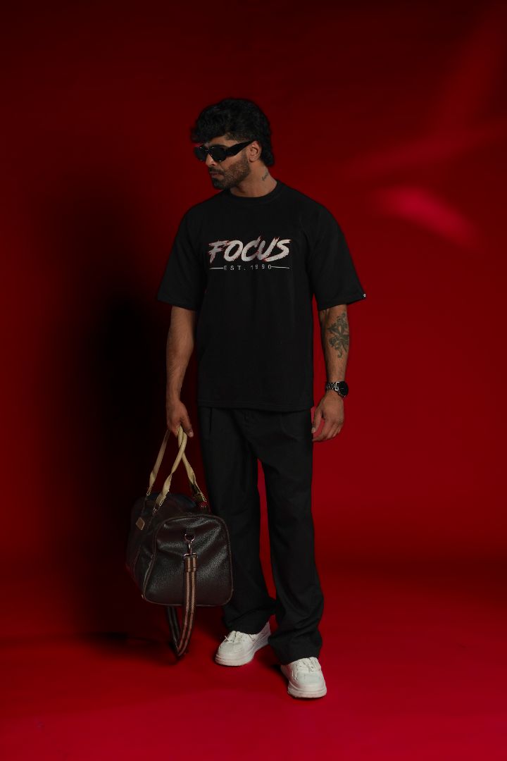 Focus EST. 1990 Embroidered Oversized T-Shirt | Daper Dash