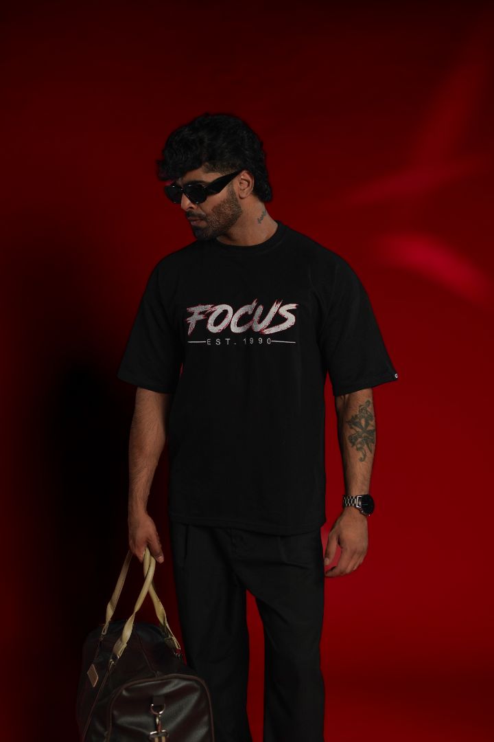 Focus EST. 1990 Embroidered Oversized T-Shirt | Daper Dash