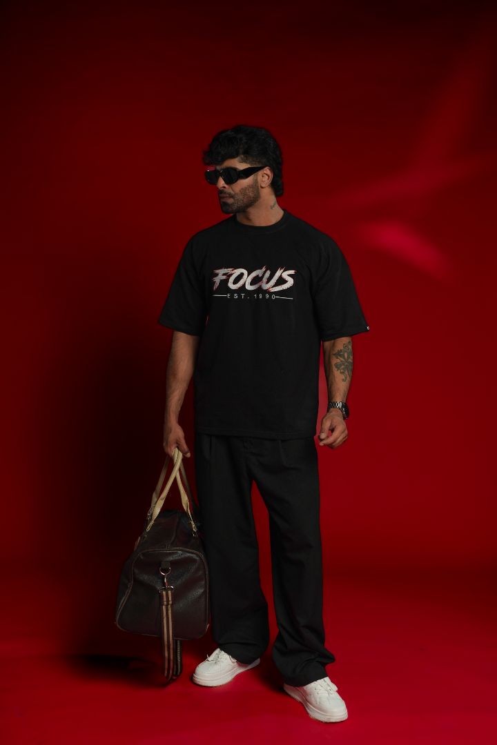 Focus EST. 1990 Embroidered Oversized T-Shirt | Daper Dash