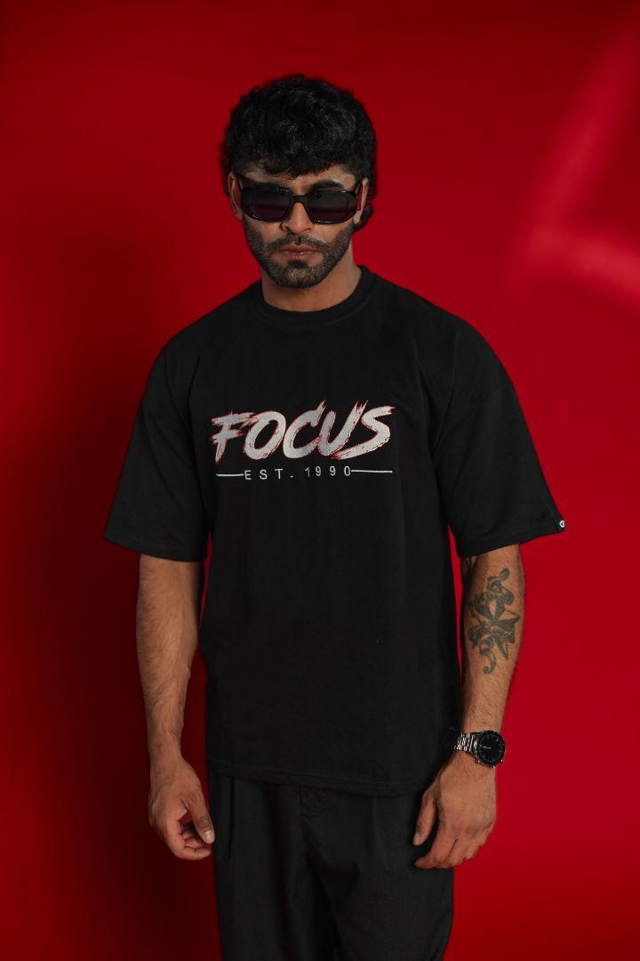 Focus EST. 1990 Embroidered Oversized T-Shirt | Daper Dash