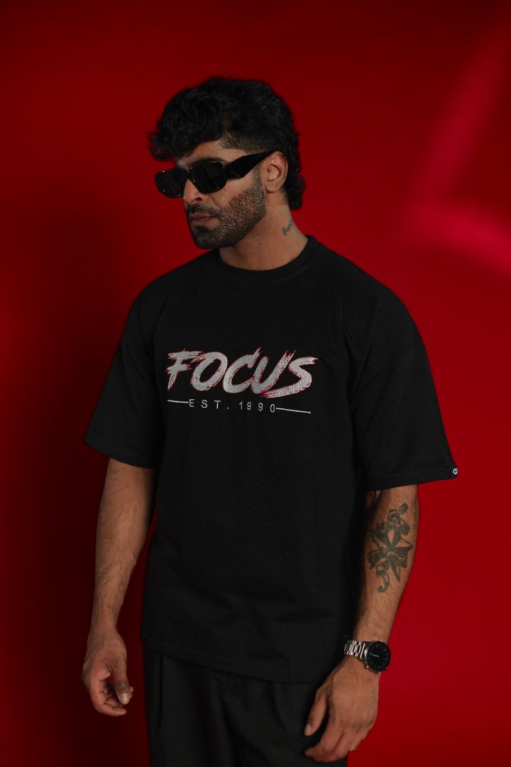 Focus EST. 1990 Embroidered Oversized T-Shirt | Daper Dash