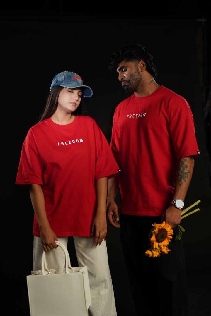 Freedom Bloom Red Oversized Graphic T-Shirt | Daper Dash