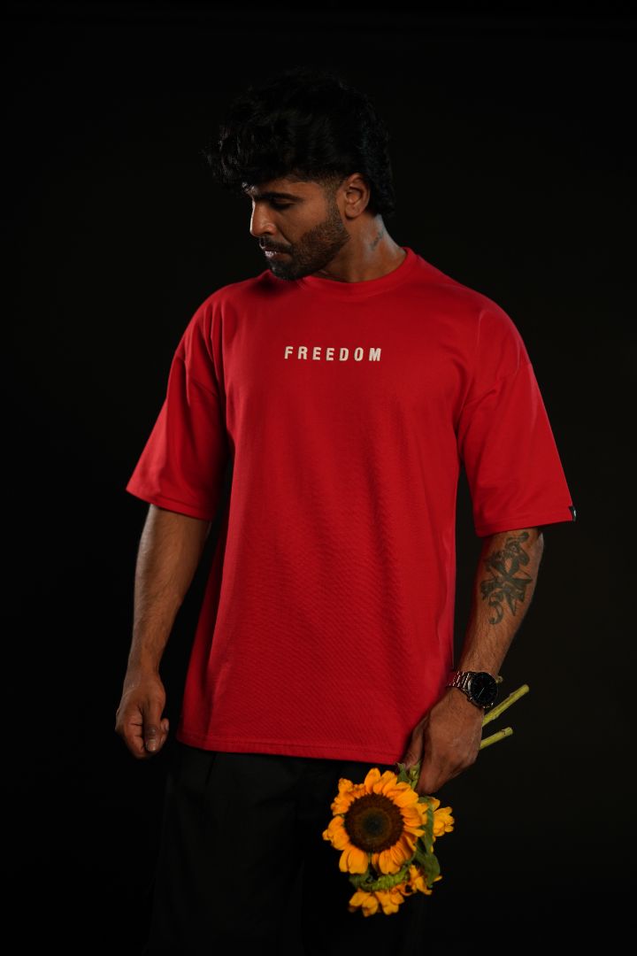 Daper Dash Freedom Bloom Premium  Relaxed Fit T-Shirt – Red