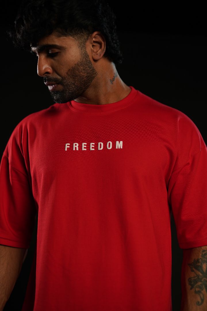 Daper Dash Freedom Bloom Premium  Relaxed Fit T-Shirt – Red