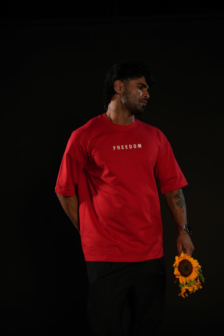 Daper Dash Freedom Bloom Premium  Relaxed Fit T-Shirt – Red