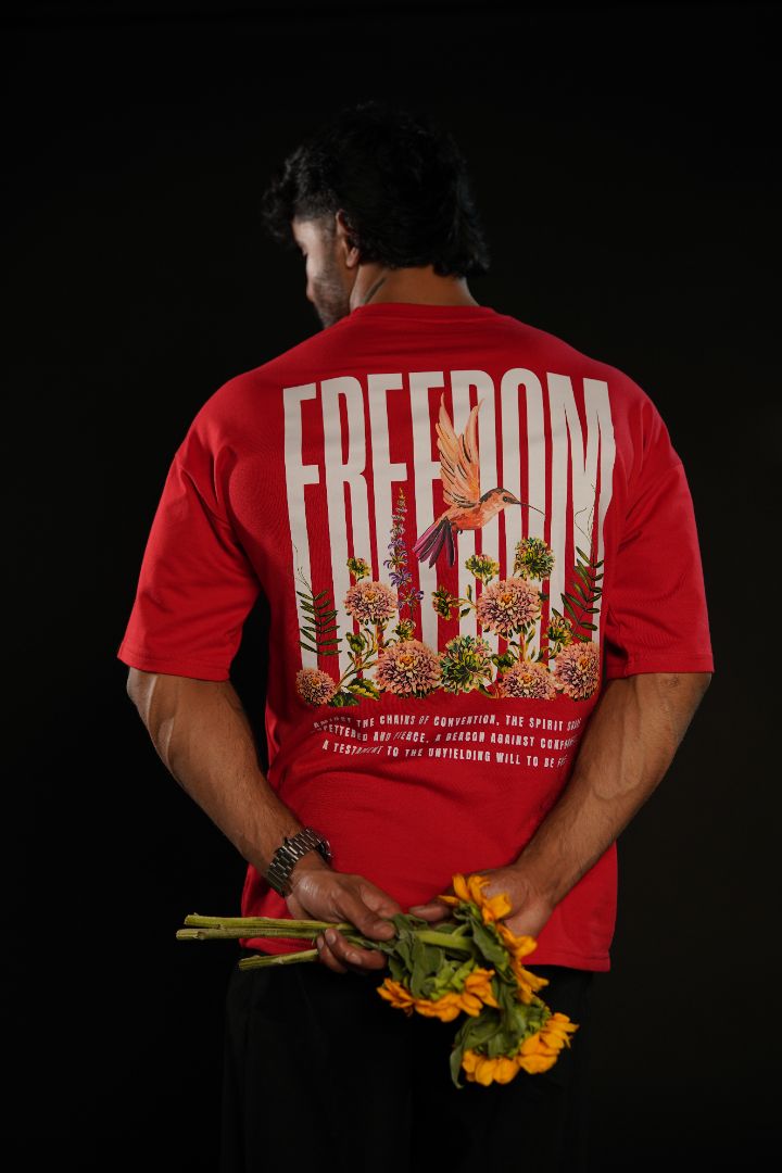 Daper Dash Freedom Bloom Premium  Relaxed Fit T-Shirt – Red