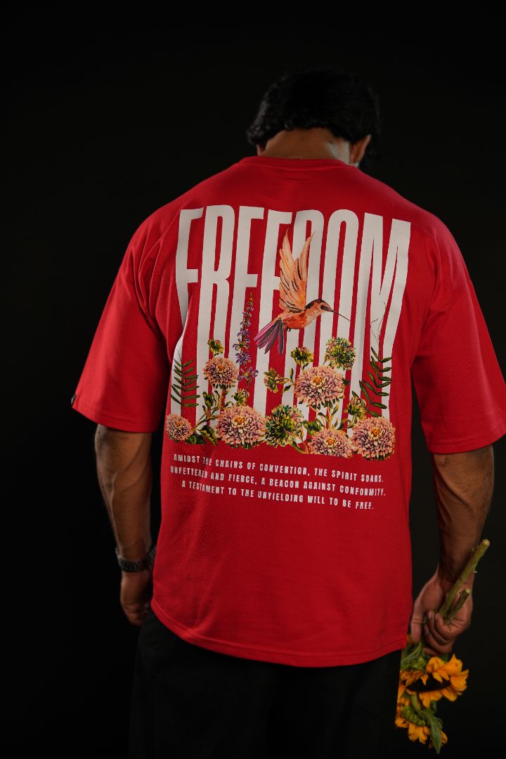 Daper Dash Freedom Bloom Premium  Relaxed Fit T-Shirt – Red