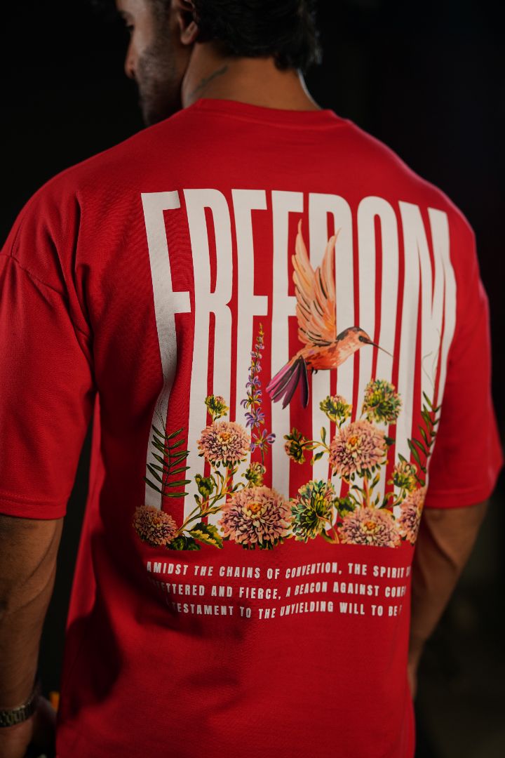 Freedom Bloom Red Oversized Graphic T-Shirt | Daper Dash