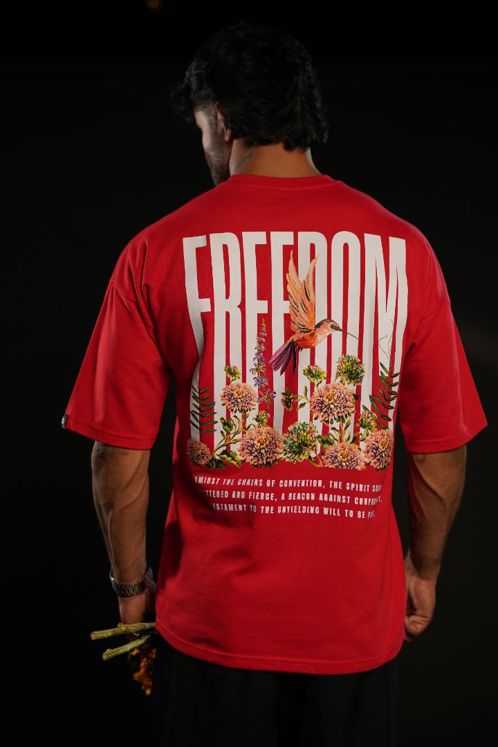 Daper Dash Freedom Bloom Premium  Relaxed Fit T-Shirt – Red