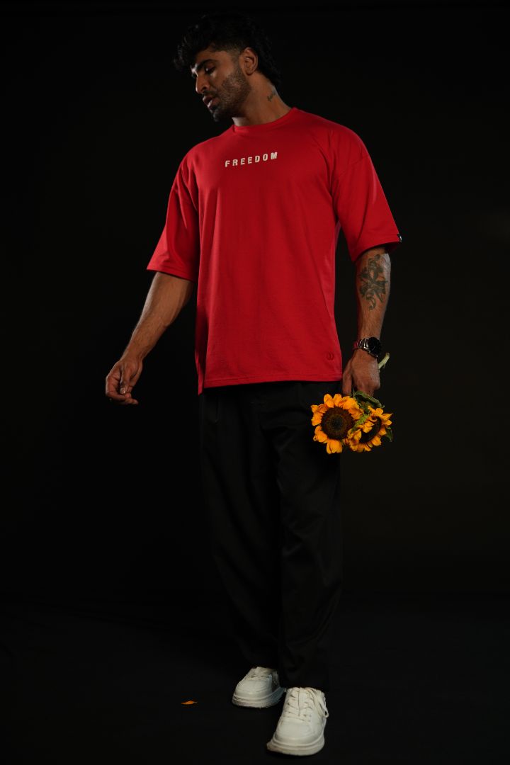 Daper Dash Freedom Bloom Premium  Relaxed Fit T-Shirt – Red