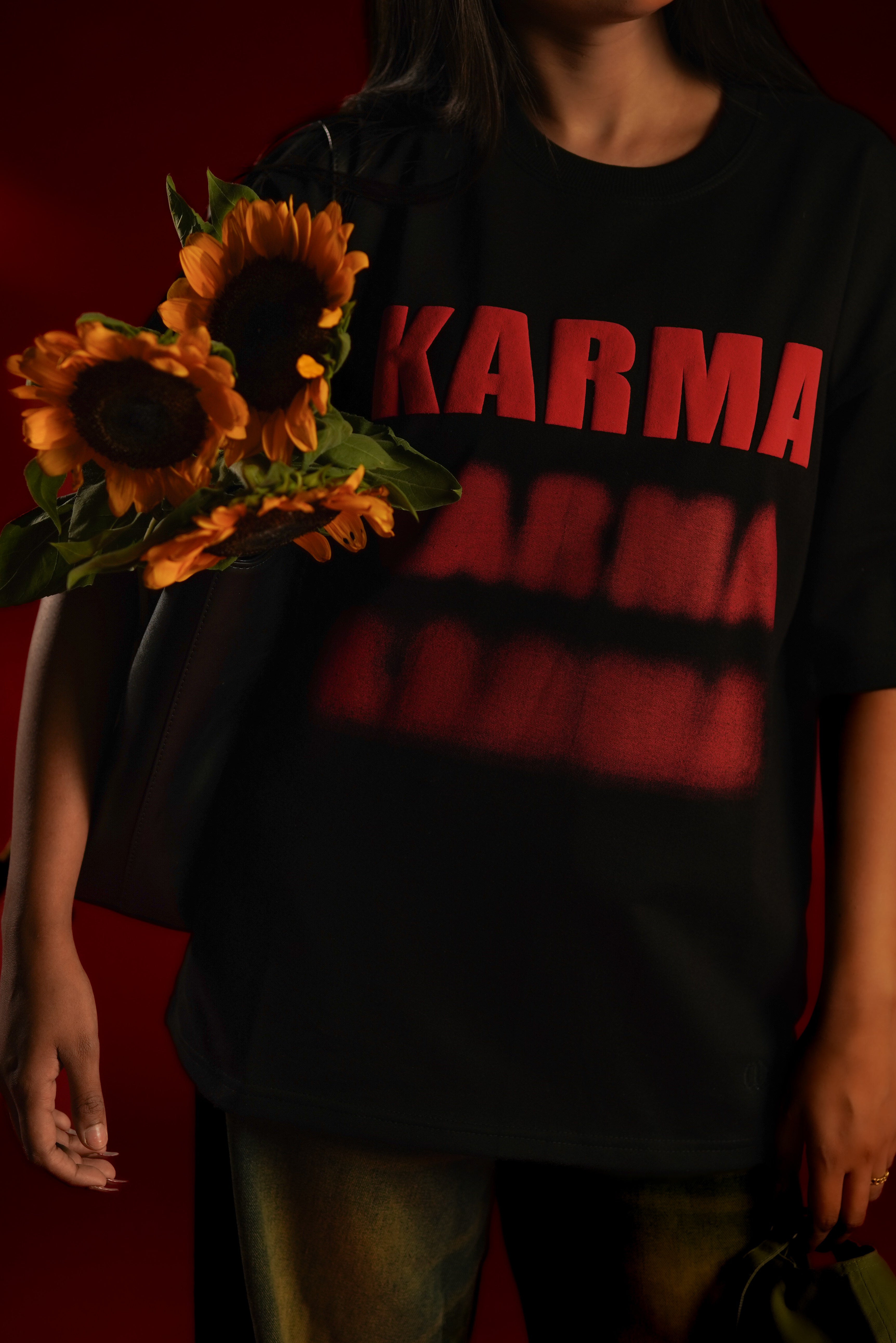 KARMA Puff Print Oversized T-Shirt | Daper Dash