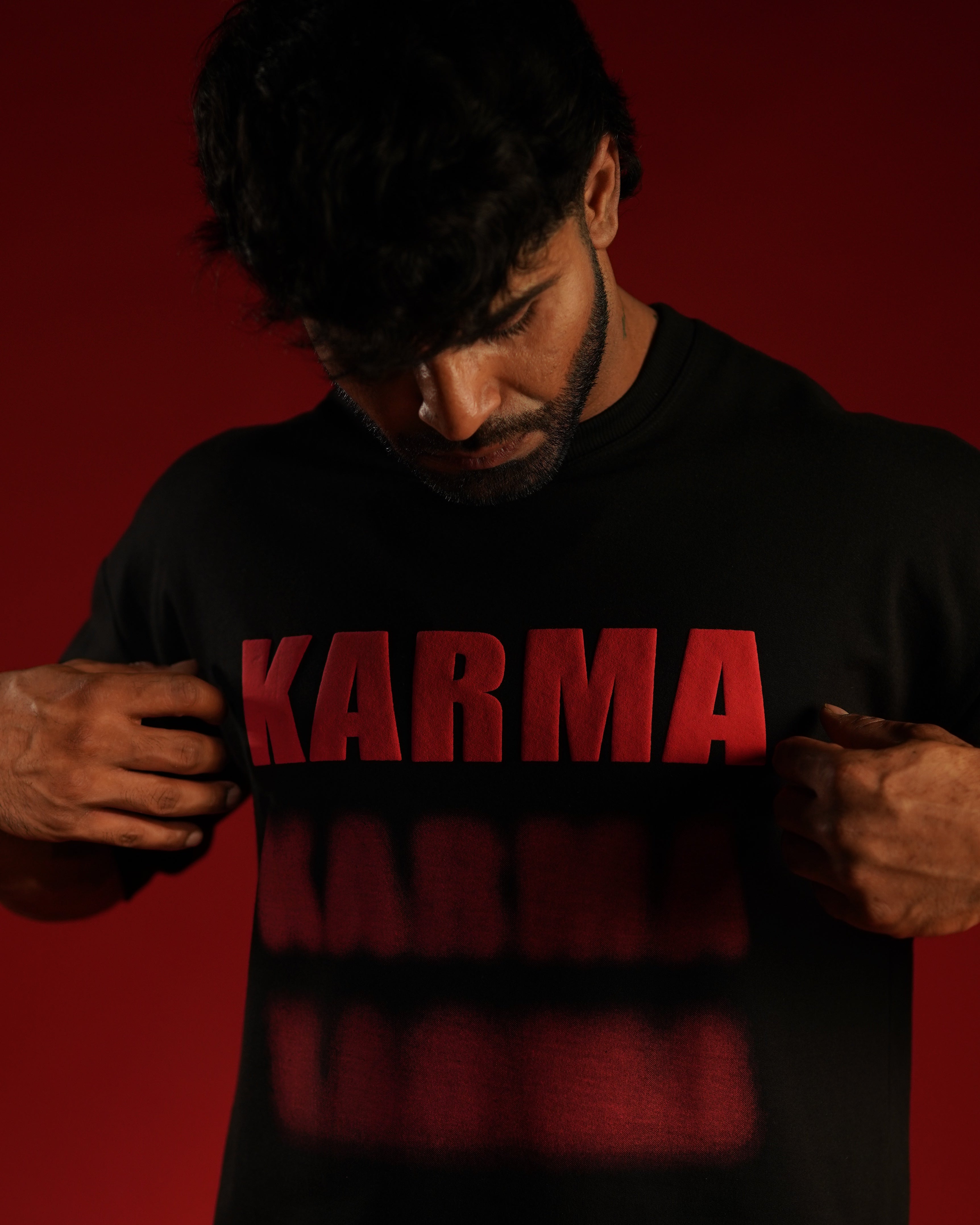 KARMA Bold Puff Print Premium Relaxed Fit T-Shirt