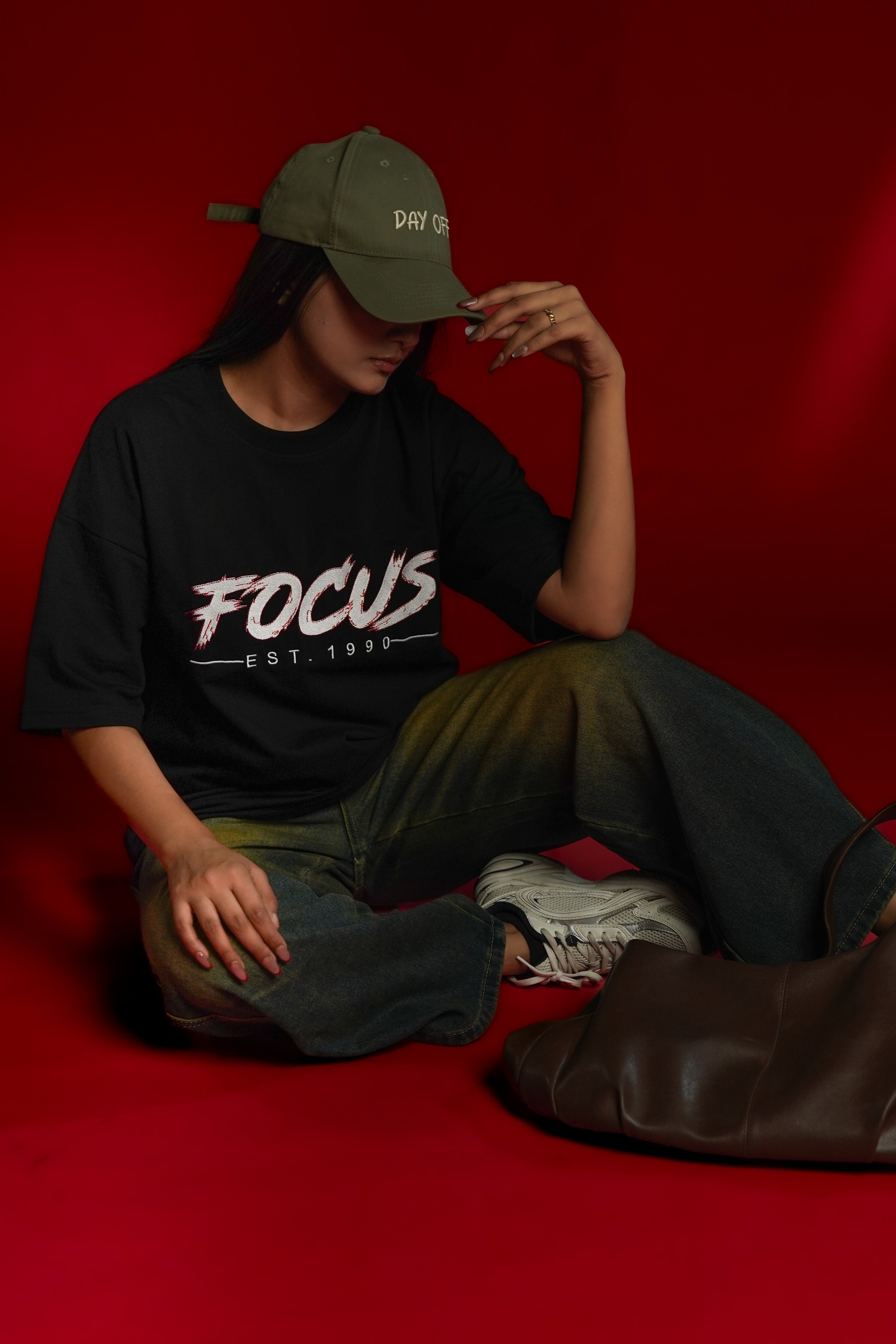 Focus EST. 1990 Embroidered Oversized T-Shirt | Daper Dash