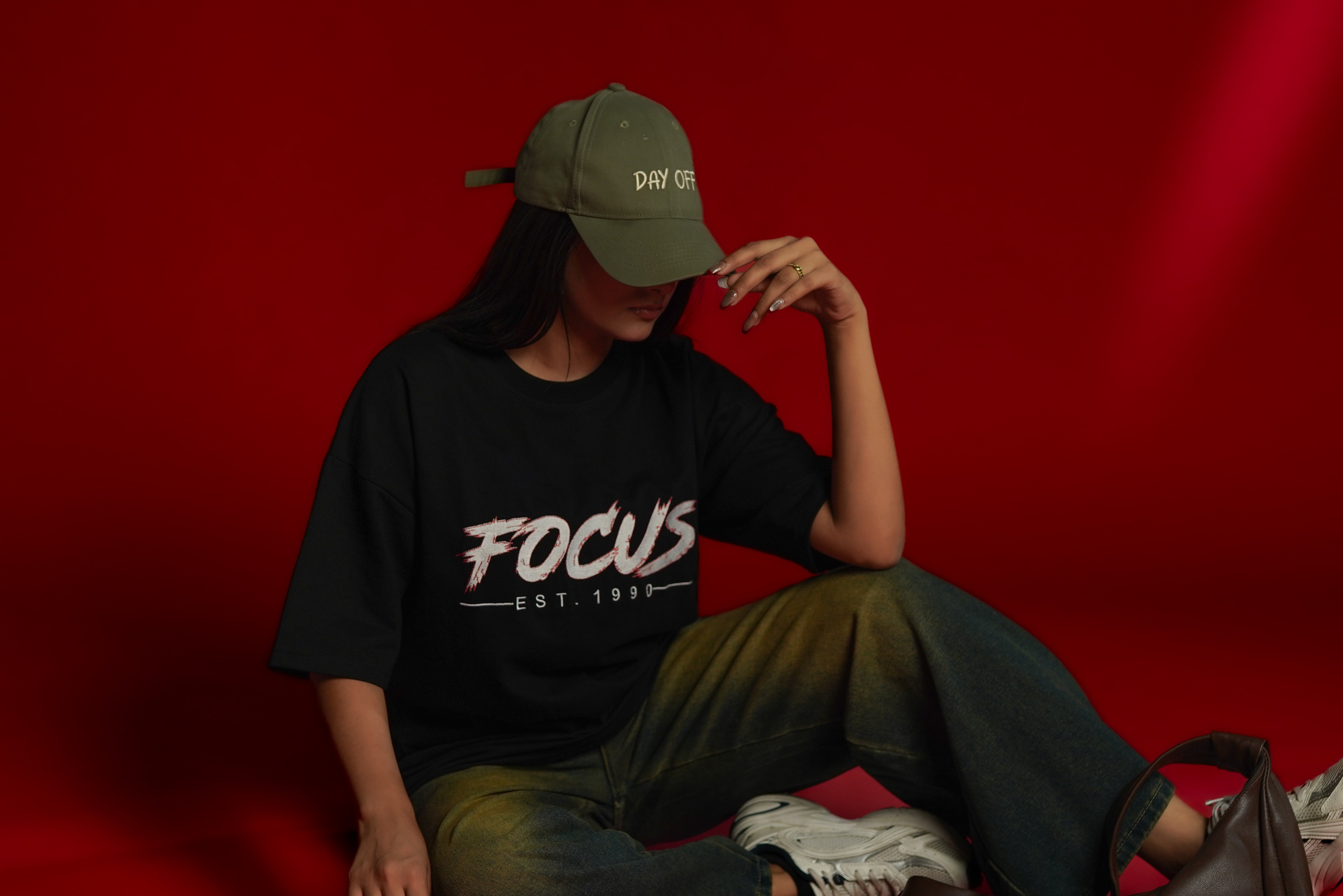 Focus EST. 1990 Embroidered Oversized T-Shirt | Daper Dash